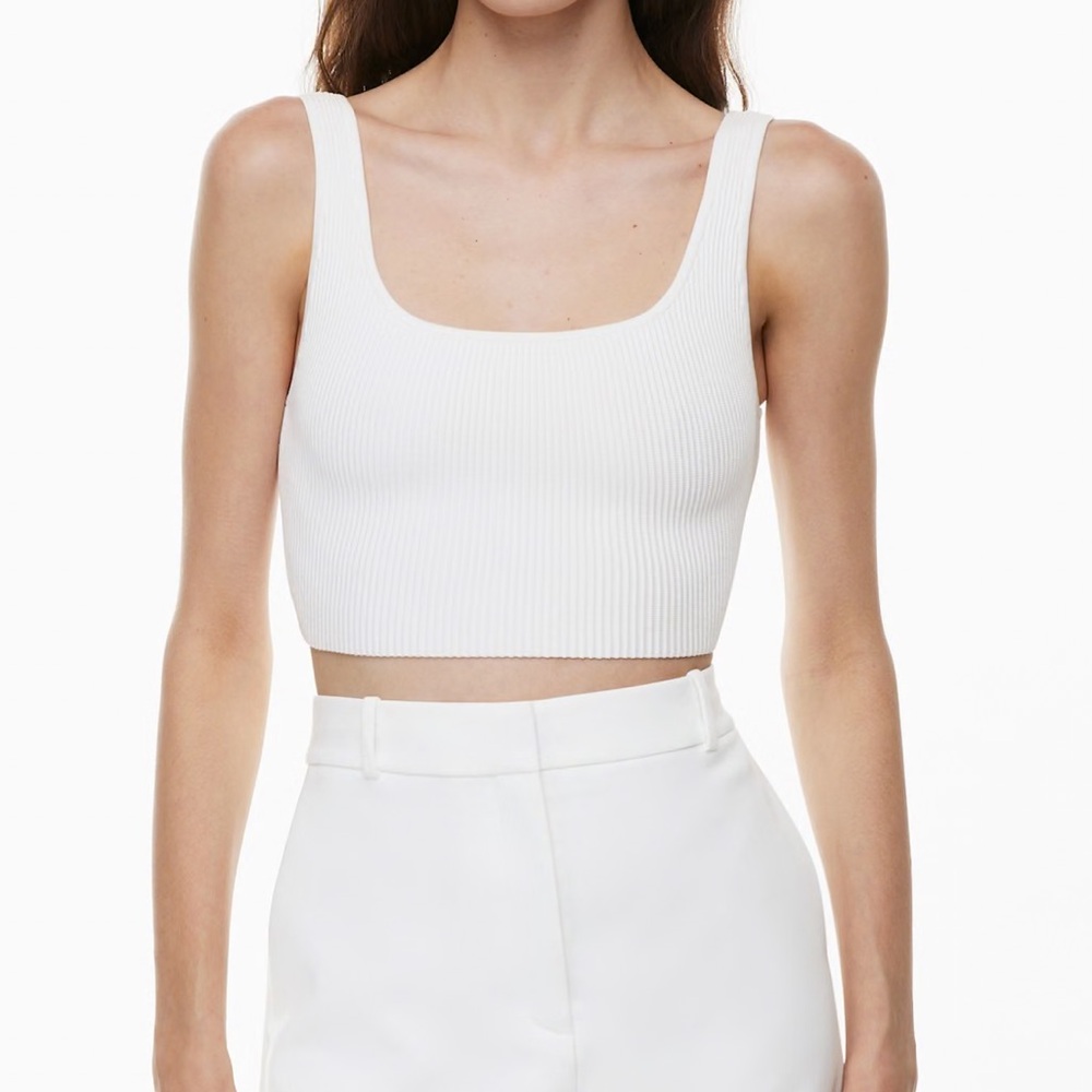 Aritzia Babaton Sculpt Knit Squareneck Cropped Tank size XS white